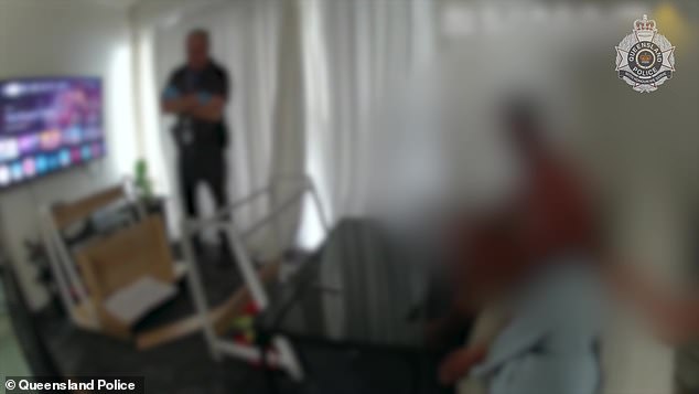 Valenza (pictured, right, during his arrest on Monday) was previously convicted for harassing a woman