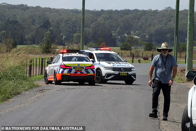 Police at the scene where body of missing grandfather Chris Baghsarian was  found near Lynwood Golf Course at Pitt Town