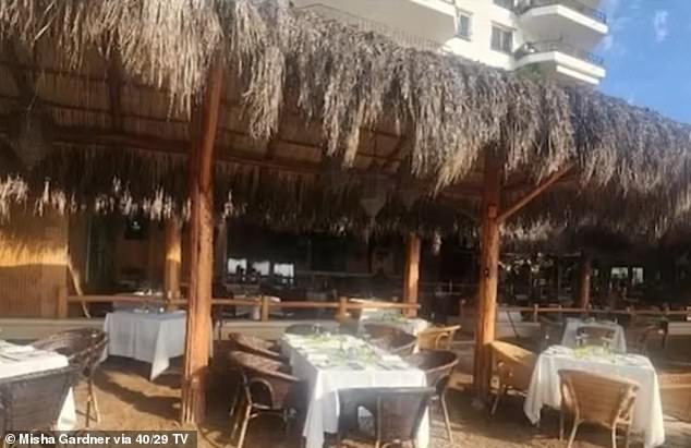 The pair also managed to find a local cafe and beachfront restaurant (pictured) that were willing to serve them on Monday