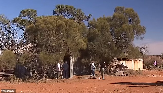 Task force detectives inspected one of the buildings (above) on Bullyaninnie Station, near Oodla Wirra