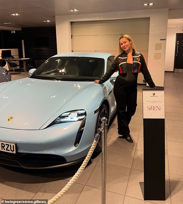 For Gillman's 25th birthday, she bought herself a brand-new baby blue Porsche Taycan, with a $300,000 price tag