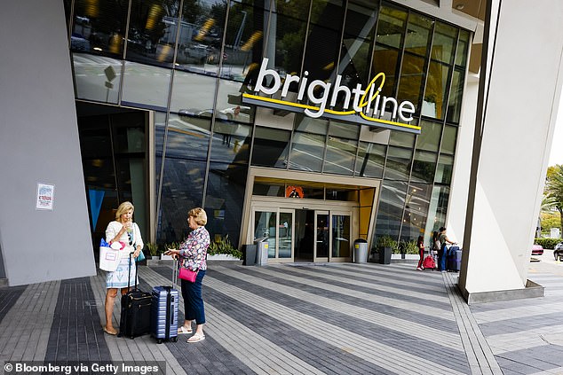 The victim told police she lives in Orlando, and Trimino offered to buy her and her three-year-old daughter a Brightline train ticket to Miami (train station pictured), about a three hour ride, so they could meet in person