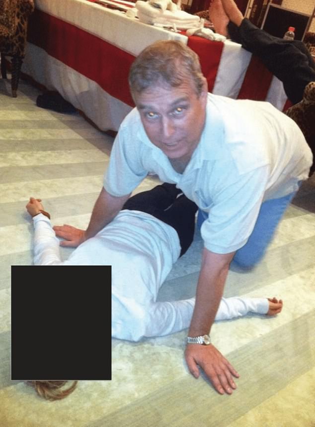 Disturbing images released as part of the Epstein files appeared to show Andrew crouching on all fours over a female lying on the floor