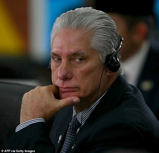 The Cuban government claimed that those aboard the vessel were intent on traveling to the country to enact terrorism. Pictured: Cuba's President and First Secretary Miguel Diaz-Canel