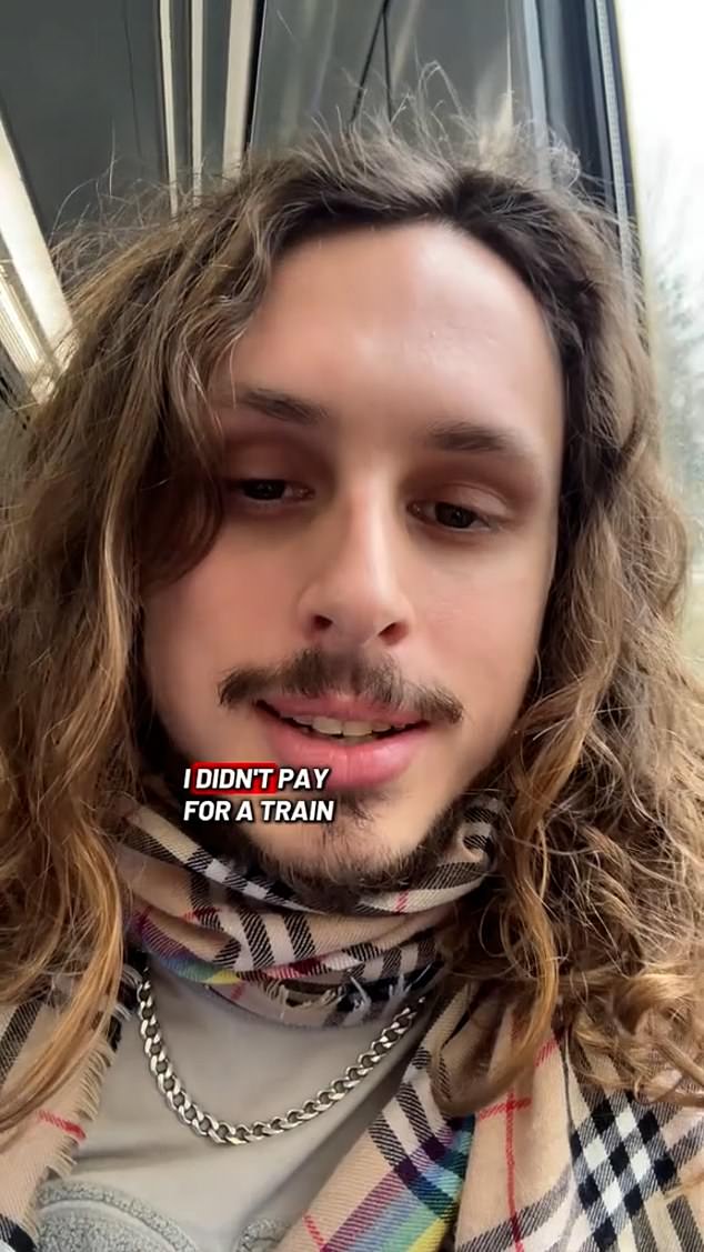 In clips (pictured) originally posted on TikTok , he launched into a bizarre monologue about being 'born free' - while appearing to sport a £695 Burberry scarf
