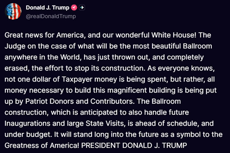 Trump Truth Social post