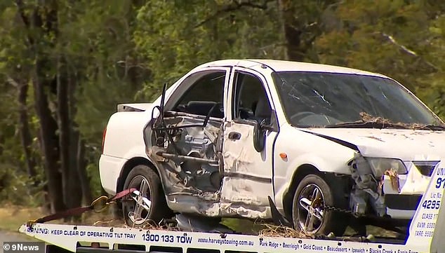 A witness saw the car swerve off the road and rushed the mother and Caden to Beenleigh Police Station