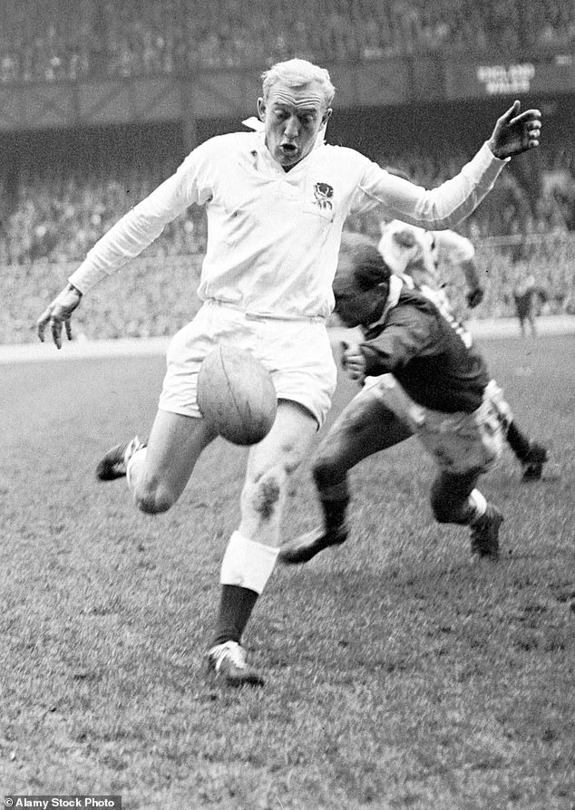 Richard Sharp during the 1963 Five Nations rugby tournament. Mr Sharp - who capped 14 times by his country - was best known for an incredible try he scored against Scotland at Twickenham that won England the 1963 title