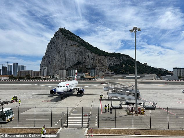 At Gibraltar Airport (pictured, file photo), Spanish border guards will be able to block British citizens from entering the territory, if they deem them a risk