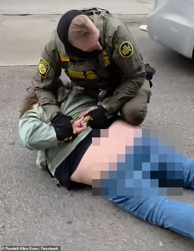 Jaw-dropping footage from resident Josh Thomas showed Brockman face down on Foster Avenue, with her blue jeans pulled down and backside exposed