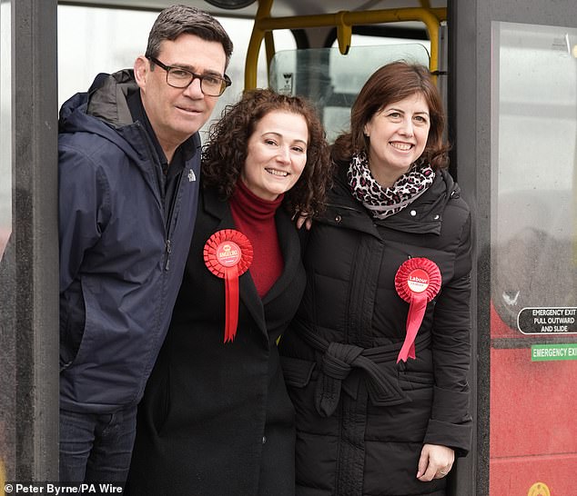 A final photocall for Labour's candidate Angeliki Stogia, a local councillor, on Thursday saw her join Labour deputy leader Lucy Powell and Greater Manchester mayor Andy Burnham