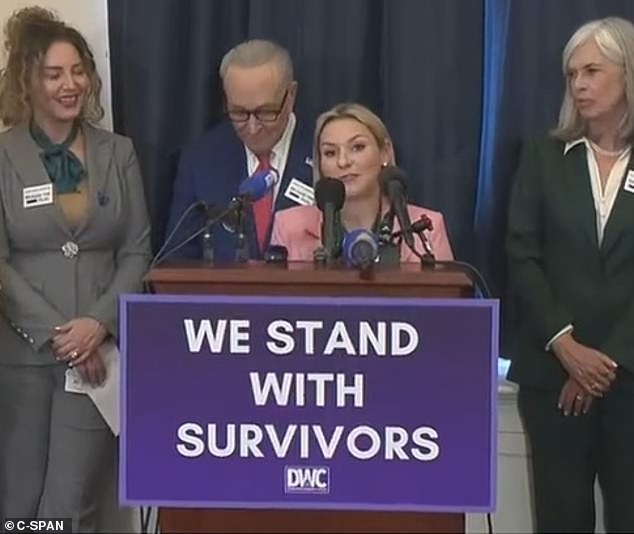 Dani Bensky (pictured), an Epstein victim who attended Trump¿s State of the Union, asked Patel: 'Why is the FBI director out there partying like a college kid, when he should be investigating the vast criminal enterprise?'