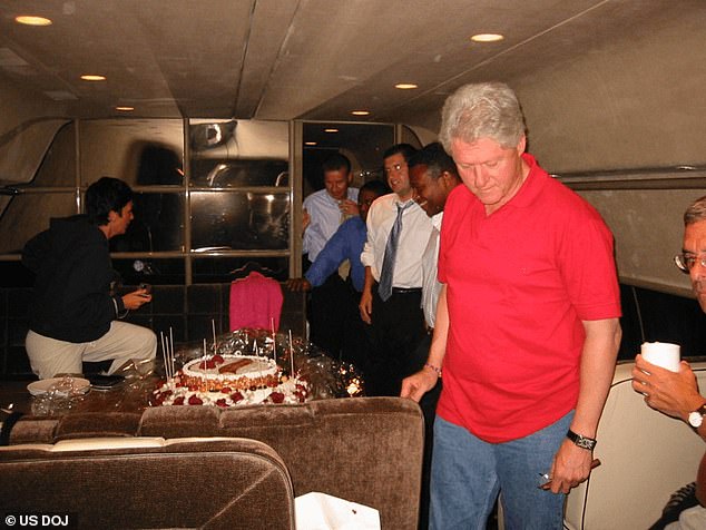 Clinton is seen onboard Jeffrey Epstein's plane in the 1990s