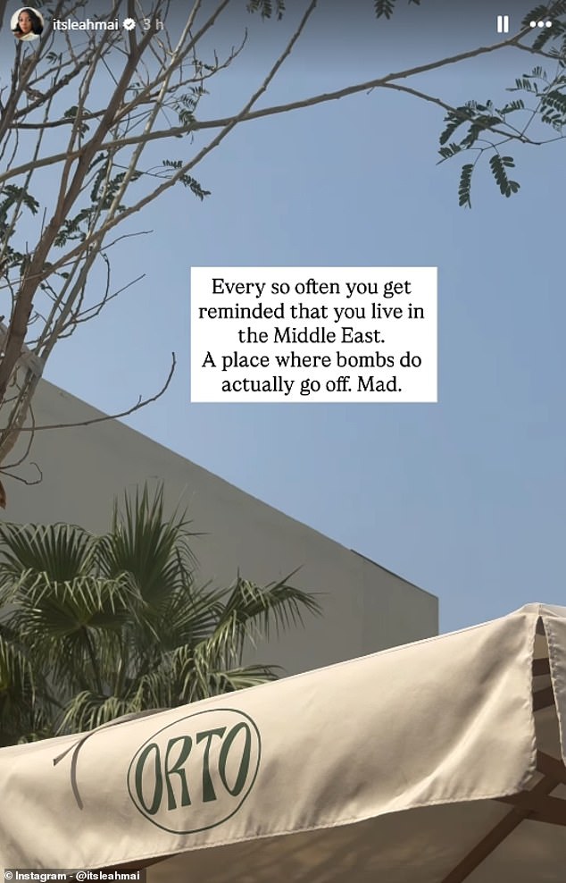 Meanwhile, British influencer Leah Mai, who moved from London to Dubai, shared a short clip of the blue sky to her story following the missile interception