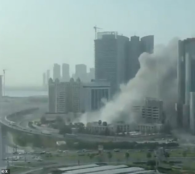 The Crowne Plaza Manama in Bahrain smolders after coming under Iranian attack