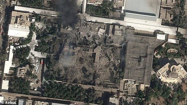 A satellite image shows the aftermath of a strike on Ayatollah Ali Khamenei's compound in Tehran