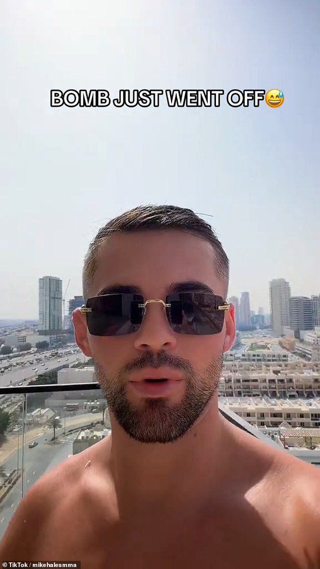Mike Hales from the UK shared how he heard an explosion comparable to 'thunder' while on a balcony in Dubai