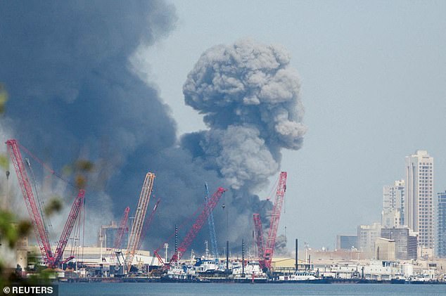 The aftermath of an attack by Iran on the US Fifth Fleet base in Bahrain on Saturday