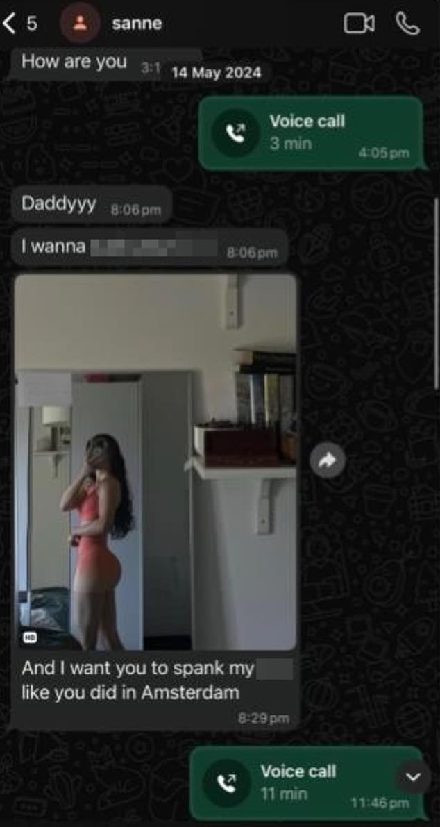 In May 2024, she sent Lewis the above photo of herself standing side-on in activewear, writing: 'And I want you to spank my ass like you did in Amsterdam'