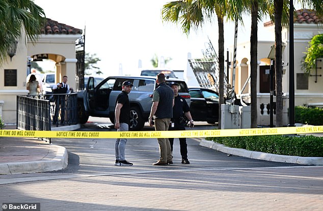 Yellow crime scene tape was placed across the entrance as authorities worked the scene