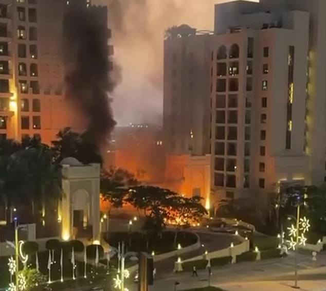 The Palm Jumeirah hotel in Dubai was also engulfed in flames