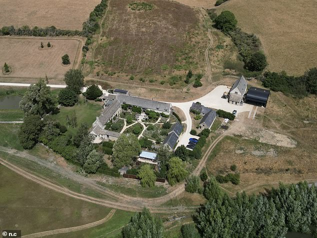 Despite a drought having been declared in Oxfordshire, Ellen DeGeneres' garden is an oasis of green amid its surrounding brown fields