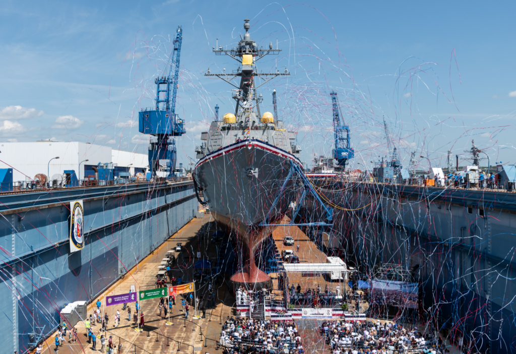 Bath Iron Works Christens Future USS William Charette, Honoring Korean War Medal of Honor Recipient