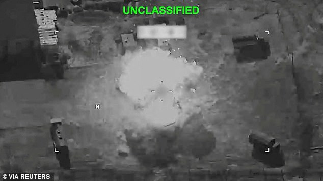 Smoke rises following explosion at an unknown location, during what U.S. Central Command (CENTCOM) says are strikes on Iran