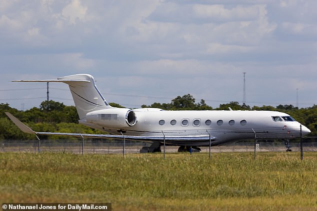 Elon Musk's 2015 Gulfstream Aerospace Corp. GVI, 22 seat, twin engine jet is seen parked at Austin-Bergstrom International Airport (AUS) in Austin, Texas on Tuesday, July, 2022