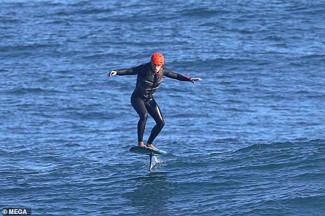 An animated Mark Zuckerberg was filmed flapping his arms frantically as he honed his hydrofoil skills in Hawaii over the weekend