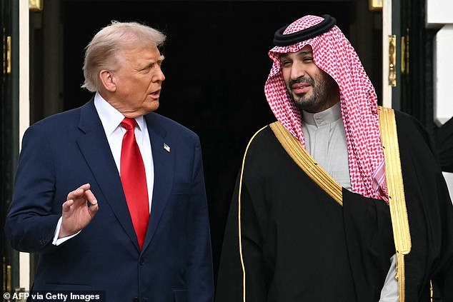 One source told Axios that Prince Salman urged Trump to deescalate the situation and to not launch further strikes, the pair are seen here last November