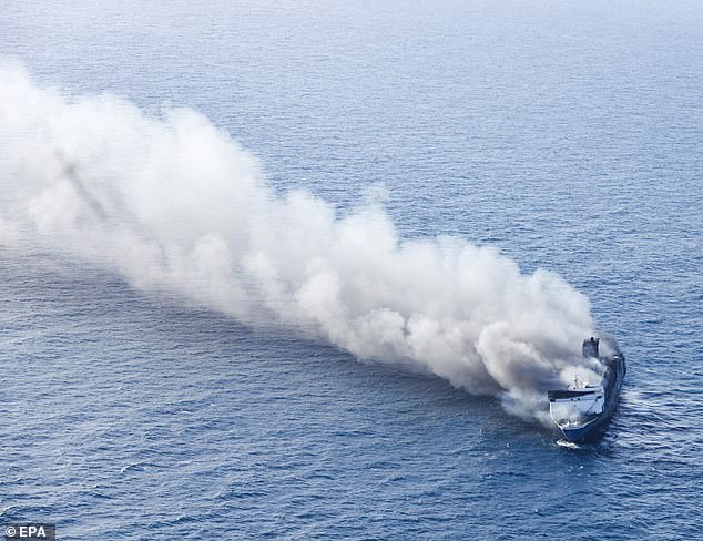 The ship - which was travelling from Surabaya to Makassar city - was carrying 271 passengers and crew when the blaze broke out