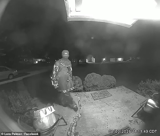 In the doorbell camera video, the masked suspect approached the camera and seemed to quietly utter, 'I've been looking for you'