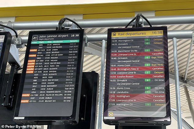 Cancelled and delayed trains at Liverpool South Parkway station in Merseyside