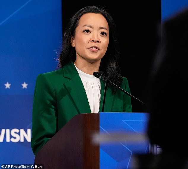 Francesca Hong, 37, a Democratic socialist who is leading polls in the Wisconsin gubernatorial race, is also facing backlash for her past suggestion that Thanksgiving should be cancelled because of its 'colonialist' roots