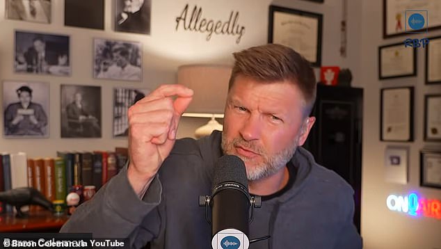 Baron Coleman in his podcast studio offers frequent updates to his audience about Kirk's death