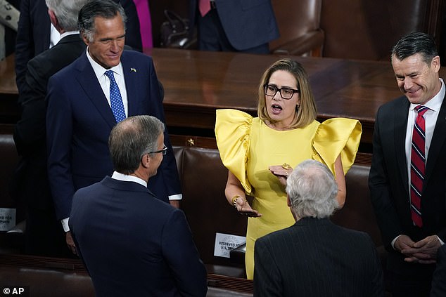 Sinema speaks to colleagues in the US Senate