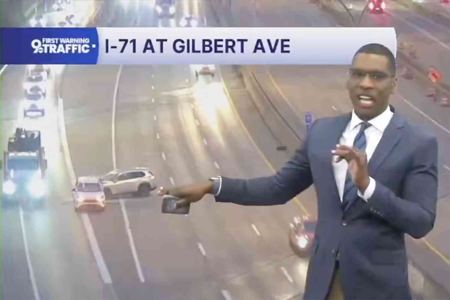 Thumbnail for This news anchor saw an accident while livestreaming traffic and his reaction was perfect 🤣