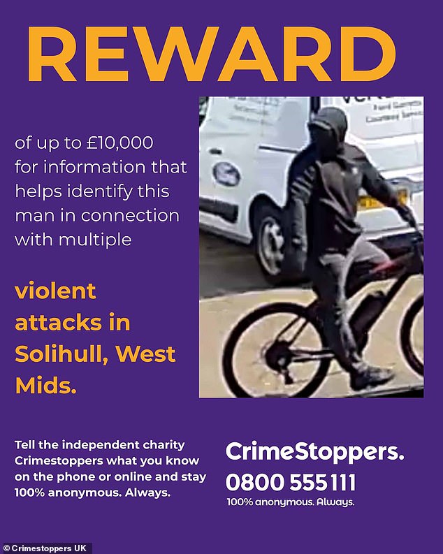 Crimestoppers has offered a £10,000 reward to anyone who can identify the masked robber (pictured)