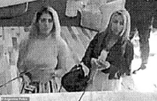 Prostitutes Aldana Serrano and Lucila Goitea in the hotel lobby. The file is filled with new images showing the escorts imploring hotel staff to help them, after they argued with Liam over their payment