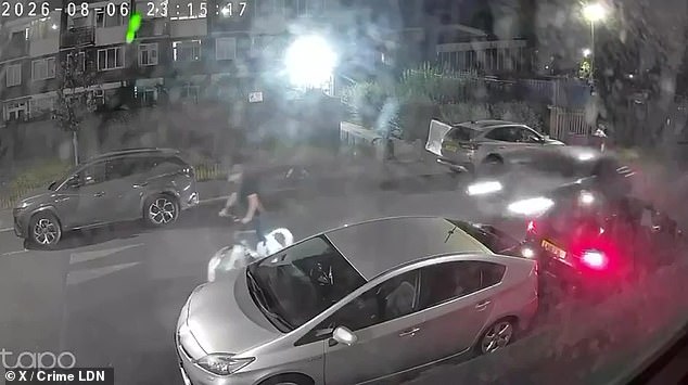 Shocking moment car ploughs into cyclist in his 50s as man, 33, is charged with attempted murder