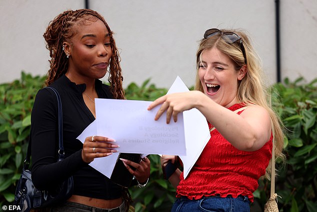 New analysis from the University of Buckingham suggests almost three in ten entries will get at least an A, with almost one in ten getting an A* (pictured: pupils last year)
