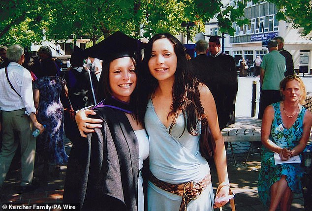 Meredith Kercher (right) with her sister Stephanie (left) at her graduation day in Portsmouth