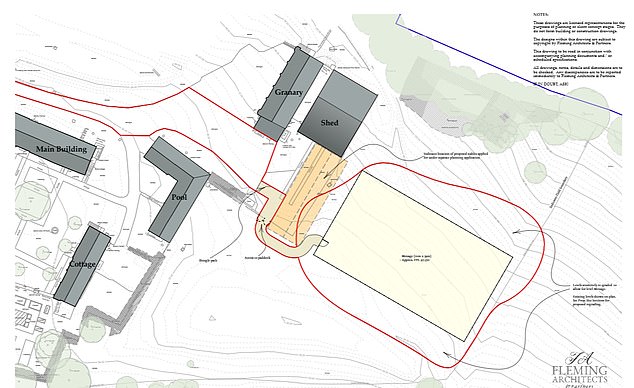 A map showing the siting of the new horse area on the 43-acre site in the Cotswolds