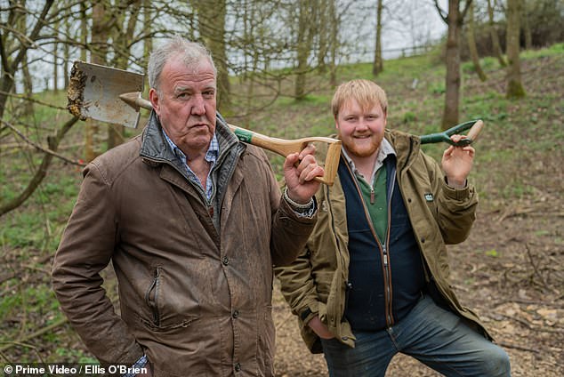 Mr Clarkson, pictured with farmer and star of Clarkson's Farm Kaleb Cooper, has been candid about the tight margins of farming on his Amazon Prime show