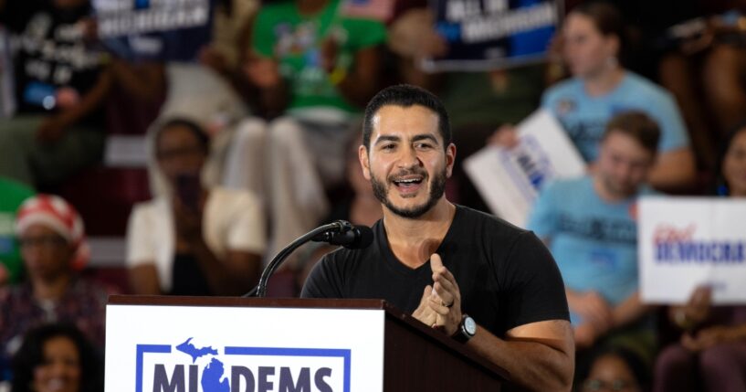 Democratic nominee for U.S. Senate Abdul El-Sayed speaks during a unity rally at Renaissance High School.