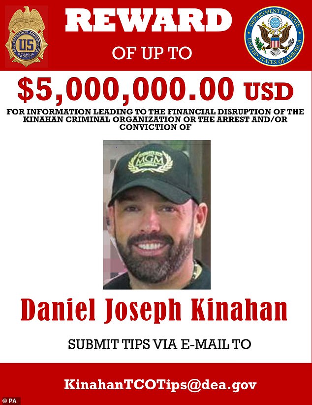 Authorities in the US offered a $5million reward for information leading to Kinahan¿s capture and may seek to interview him after his Irish trial