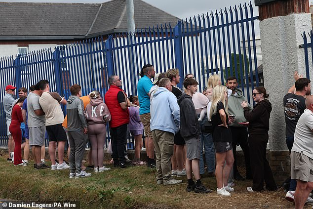 Members of the public outside Casement Aerodrome, Baldonnell, where Daniel Kinahan landed from the UAE