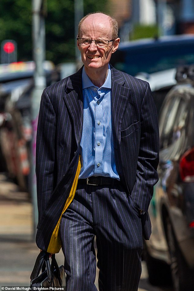 Sherlock arrives at Hove Crown Court today. He spoke only to confirm his name and enter his plea