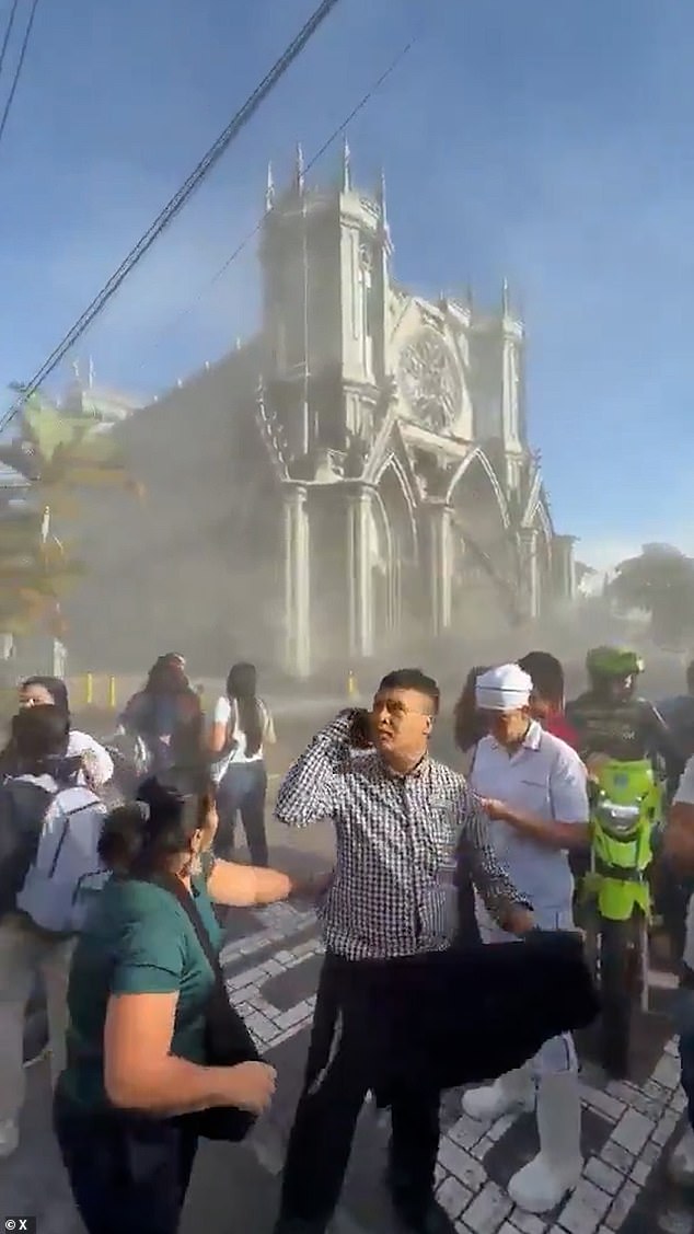 Terrifying footage shows church collapse as huge 7.4-magnitude earthquake hits Colombia, burying people beneath collapsed buildings, with dozens dead